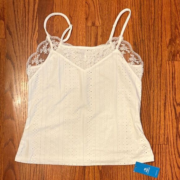 Cupshe Tops - CUPSHE NWT White Eyelet Lace Trim Cami Top Size M